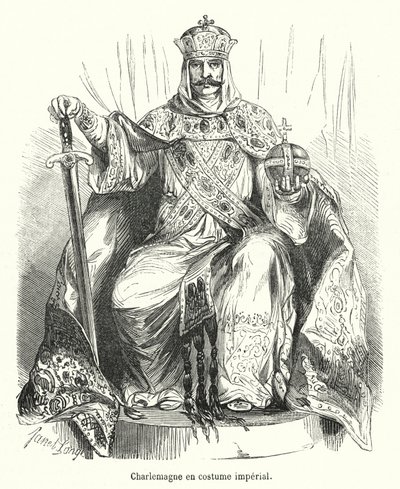 Charlemagne en kostüm emperyal (gravür) by French School