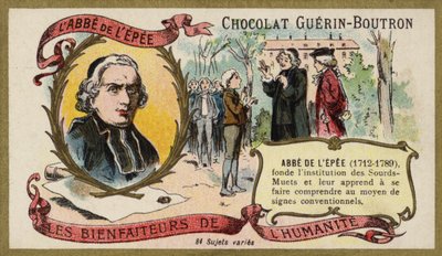 Charles-Michel de l'Epee, Fransız din adamı ve hayırsever eğitimci (chromolitho) by French School