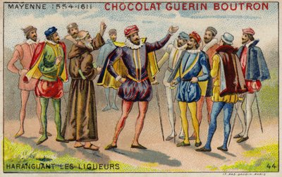 Mayenne Dükü Charles, Katolik Birliği üyelerine hitap ederken (chromolitho) by French School