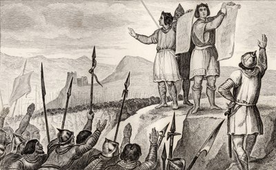 Charles II (823-77) Kel ve kardeşi Alman Louis, 842