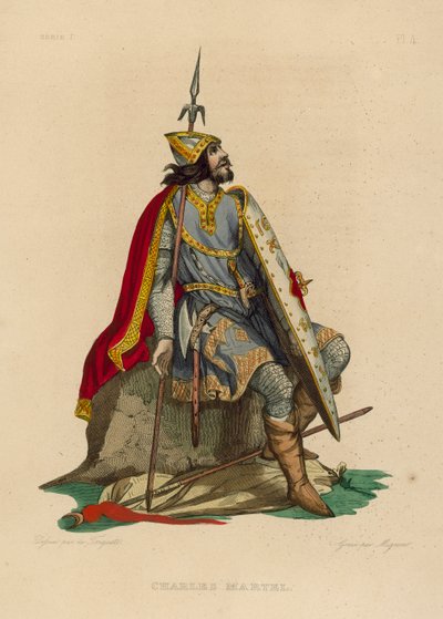 Charles Martel (renkli gravür) by French School