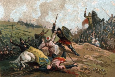 Charles Martel işgali durdurdu ve Sarazenlerin lideri Abdurrahman I veya Abderamane I (Abd al-Rahman) (731-788) Armee