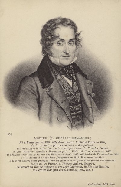 Charles Nodier (1780-1844), Fransız romancı ve kısa öykü yazarı (lito) by French School