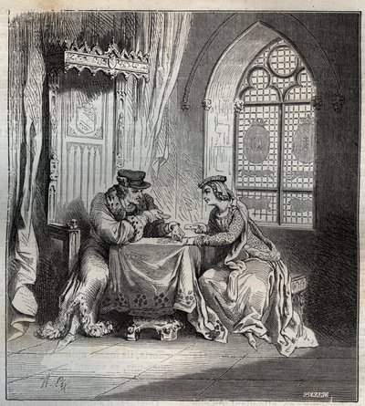 Charles VI (1380-1422) ve Odette de Champdivers - İyi Amaçlı Charles olarak bilinen Fransa Kralı VI. “Paris'te oyma iskambil kağıtları by French School