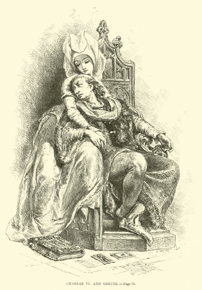 Charles VI ve Odette by French School