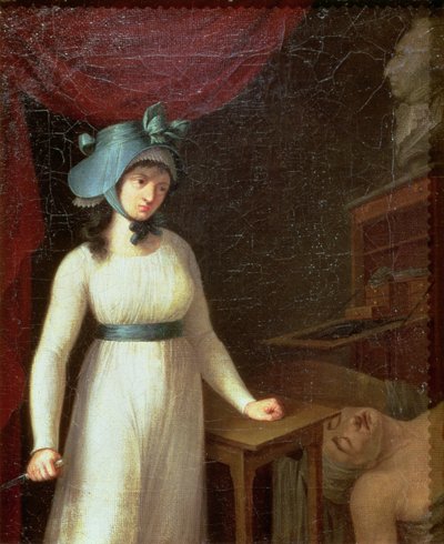 Charlotte Corday (1768-93) ve Jean Paul Marat'nın (1743-93) Hamamında Suikastı by French School