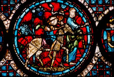 Chartres Katedrali, Dairesel İyi Samaritan Vitray Penceresini tasvir eden vitray pencere by French School