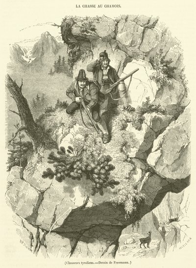 Tirol avcıları (gravür) by French School