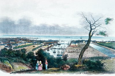 Cherbourg, Normandiya (renkli gravür) by French School