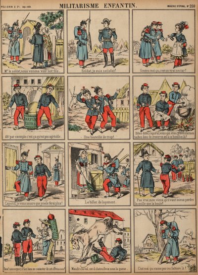 Çocukça militarizm (renkli gravür) by French School