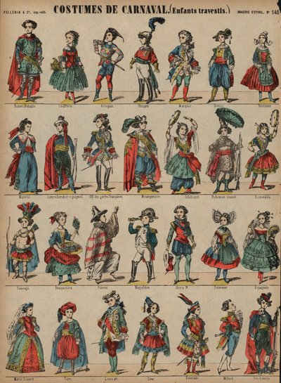Çocuk karnaval kostümleri (renkli gravür) by French School