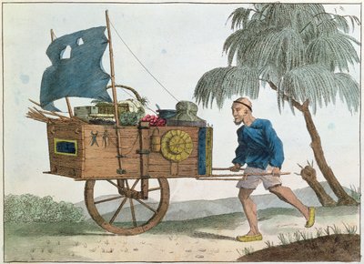 Yelken altında bir el arabası ile Çinli köylü, 1811 by French School