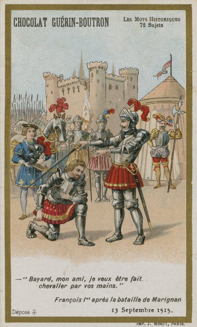 Chocolat Guerin-Boutron ticaret kartı, Tarihi Sözler serisi by French School