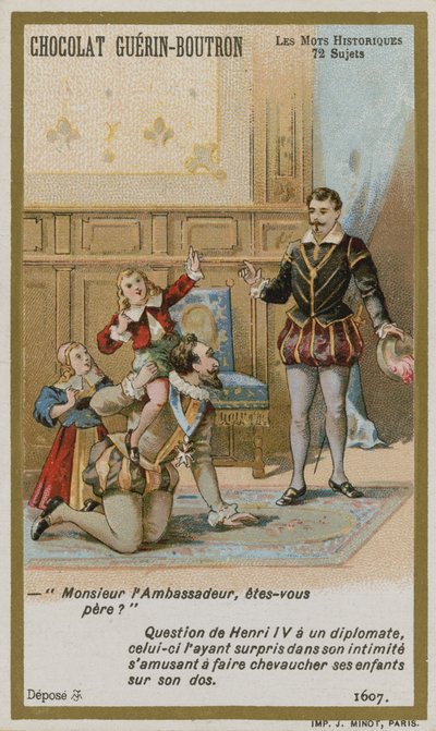 Chocolat Guerin-Boutron ticaret kartı, Tarihi Sözler serisi by French School