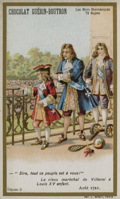Chocolat Guerin-Boutron ticaret kartı, Tarihi Sözler serisi by French School