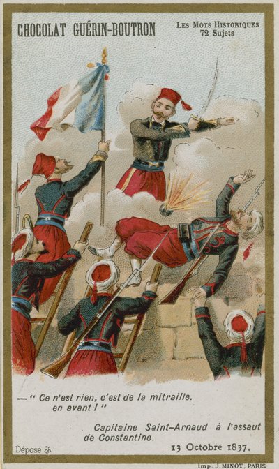 Chocolat Guerin-Boutron ticaret kartı, Tarihi Sözler serisi by French School