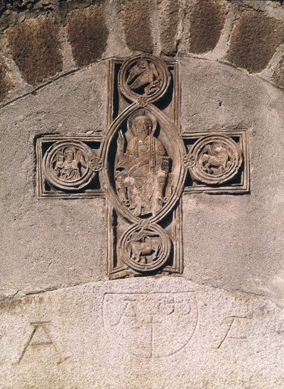 Evangelistlerin sembolleri ile majesteleri İsa, 9-10. yüzyıl by French School
