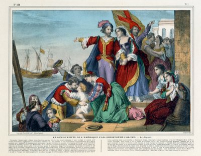 Kristof Kolomb Yeni Dünya için ayrılıyor, Imagerie Pellerin, Epincal, 1860 dolayları by French School