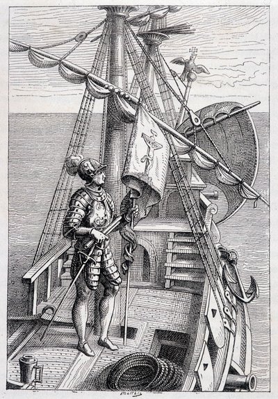 Kristof Kolomb karavanında, hasta. Jules Verne tarafından “” Discovery de la Terre”, ed. Hetzel, n.d. 19. by French School