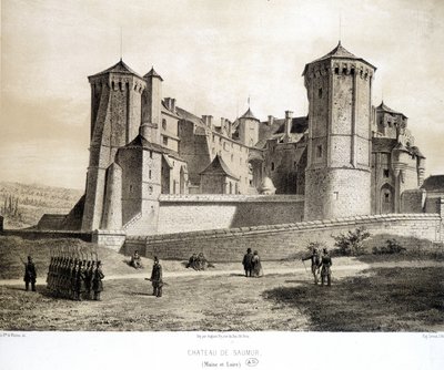 Saumur Kalesi (Maine et Loire) - litografi by French School
