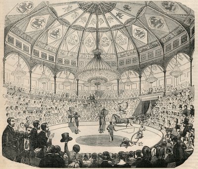 19. yüzyılda Cirque national des Champs Elysees - Edmond Texier tarafından “Tableau-de-Paris”te gravür 1852 by French School