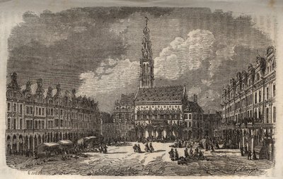 Arras Şehri Belediye Binası ve Çan Kulesi - Victor Duruy (1811-1894) - 1882 tarafından “Histoire de France”da gravür by French School