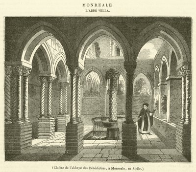 Benedictine Manastırı Manastırı, Monreale, Sicilya (gravür) by French School