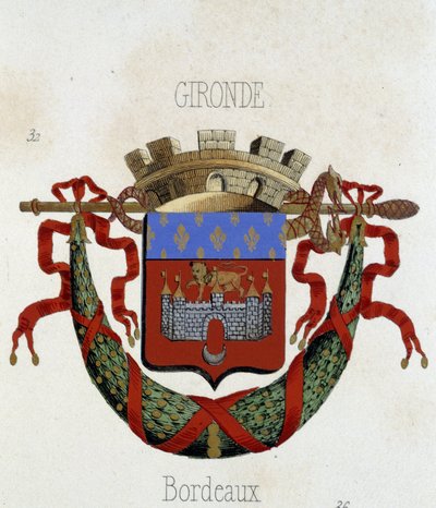 Bordeaux şehrinin arması - “Armorial National de France””, H. Traversier, Paris by French School
