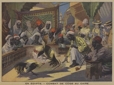Kahire'de horoz dövüşü (renkli taş) by French School