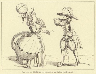 Balon saç modelleri ve kıyafetleri (karikatür) (gravür) by French School