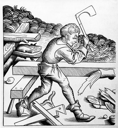 Görev Arkadaşı veya Büyük kesme baltasının yoldaşı, Carpenter, 15. yüzyıl sonu by French School