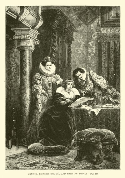 Concini, Leonora Galigai ve Mary de Medici by French School