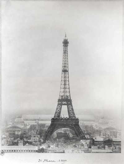 Eyfel Kulesi inşaatı, Paris, 31 Mart 1889 by French School