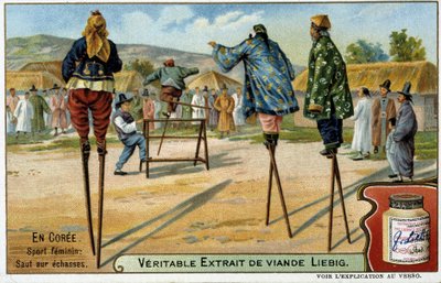 Coree: ayaklıklar üzerinde atlama kadın sporu - chromo Liébig, v.1900 by French School