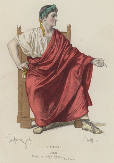 Corneille, Cinna, Act V, Sc I (renkli gravür) by French School