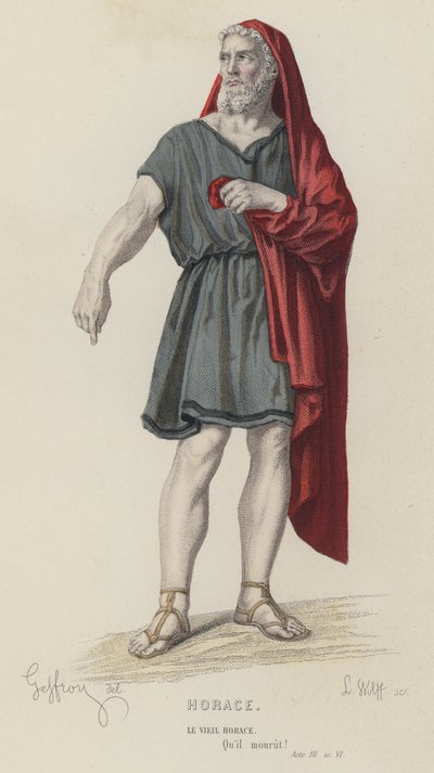 Corneille, Horace, Act III, Sc VI (renkli gravür) by French School