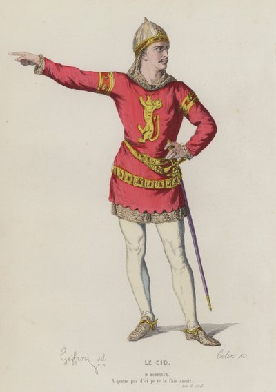 Corneille, Le Cid, Act II, Sc II (renkli gravür) by French School