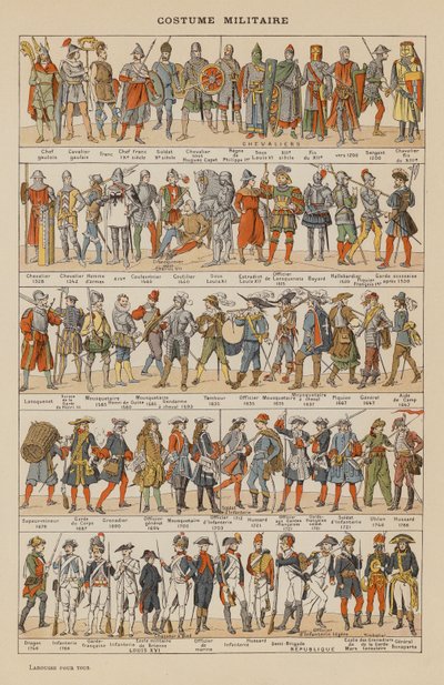 Askeri kostüm (renkli lito) by French School