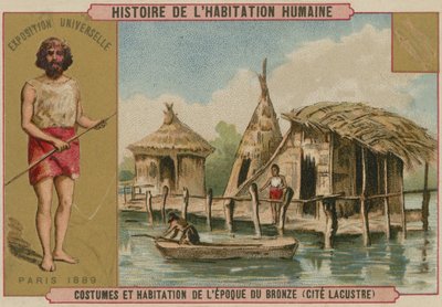 Tunç Çağı'nın kostüm ve göl evleri (chromolitho) by French School