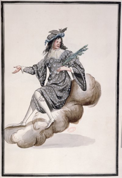 Jean-Baptiste Lully (1632-87) tarafından Louis XIV tarafından dansı yapılan Ballet de la Nuit için Gece Kostümü, 23 Şubat 1653 (kağıt üzerinde wc) by French School