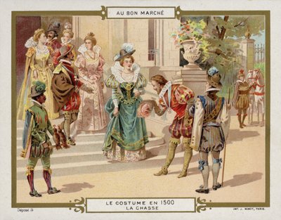 1500'de kostüm - avcılık (chromolitho) by French School