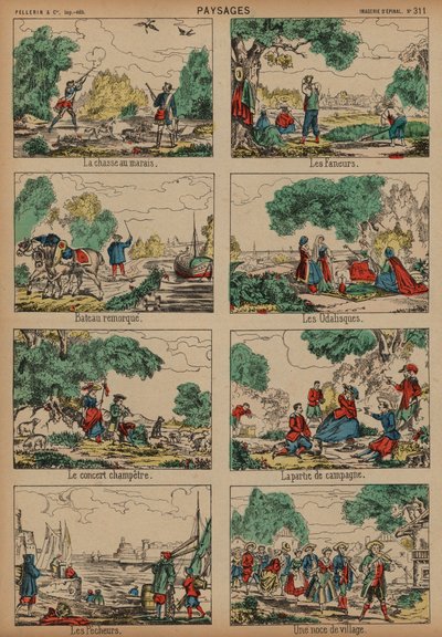 Kırsal manzaralar (renkli gravür) by French School