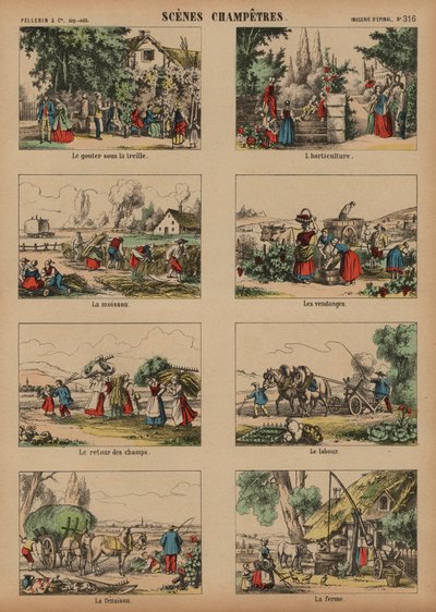 Kırsal manzaralar (renkli gravür) by French School