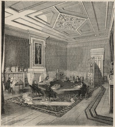 Sayıştay - komite odası - Edmond Texier tarafından “Tableau-de-Paris”te Gravür 1852 by French School