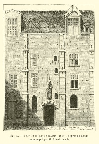 Bayeux kolej avlusu, 1848; M Albert Lenoir tarafından iletilen bir çizimden by French School