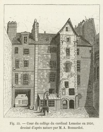 M A Bonnardot tarafından doğadan çizilen 1850 yılında Kardinal Lemoine kolej Mahkemesi, by French School
