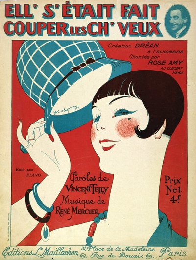 Müzik notası için kapak, Saçını kestirdi, 1924 by French School