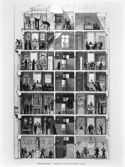 Parisli bir binanın kesiti, illüstrasyon frpm Le Magasin Pittoresque, 1883 by French School