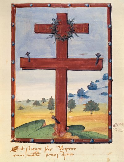 Lorraine Haçı, Rene II (1451-1508) Lorraine Dükü ile ilgili bir el yazmasından minyatür by French School