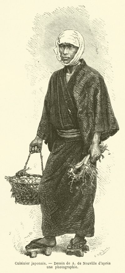 Japon aşçı (gravür) by French School